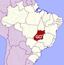 Mapa do Brasil mostrando a localização geográfica do estado de Goiás