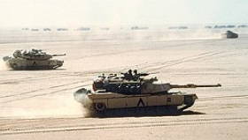 Tanques de guerra dos EUA durante a Guerra do Golfo