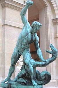 O herói grego Hércules matando a Hidra de Lerna