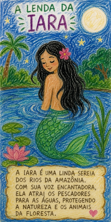 Ilustração sobre a lenda da Iara Ilustração sobre a lenda da Iara