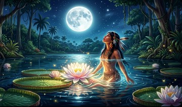 Vitória-régia Ilustração sobre a lenda da Vitória-Régia