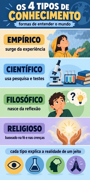 infogr&aacute;fico mostrando os quatro tipos de conhecimento