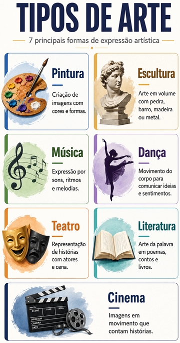 Infogr&aacute;fico sobre os 7 principais tipos de arte