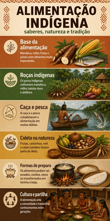 Infográfico sobre a alimentação indígena brasileira Infográfico sobre a alimentação indígena brasileira