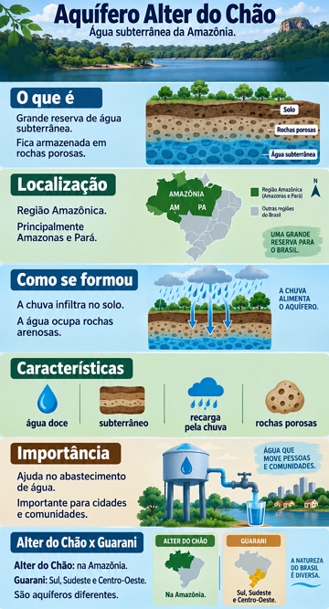 Infográfico sobre o aquífero Alter do Chão Infográfico sobre o aquífero Alter do Chão