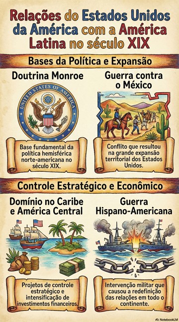 Relações entre EUA e a América Latina no século XIX Infográfico sobre as relações entre EUA e a América Latina no século XIX