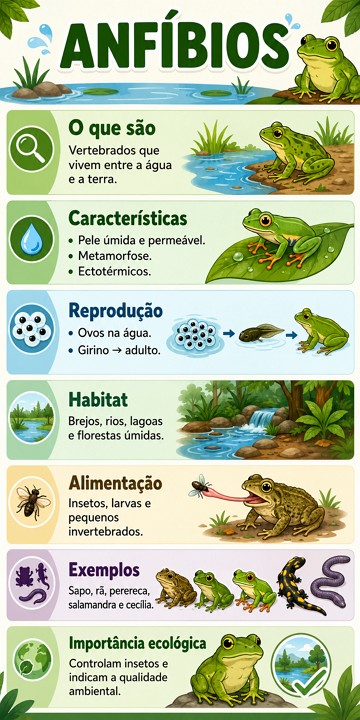 Infográfico sobre os anfíbios Infográfico sobre os anfíbios