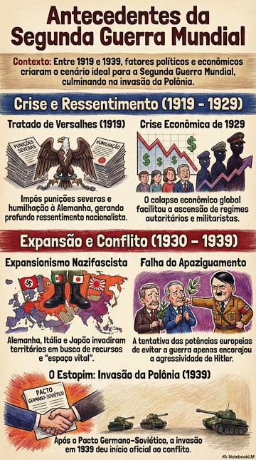 Os antecedentes da Segunda Guerra Mundial Infográfico mostrando de forma resumida os antecedentes da Segunda Guerra Mundial