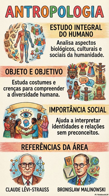 Infográfico didático e resumido sobre Antropologia Infográfico didático e resumido sobre Antropologia