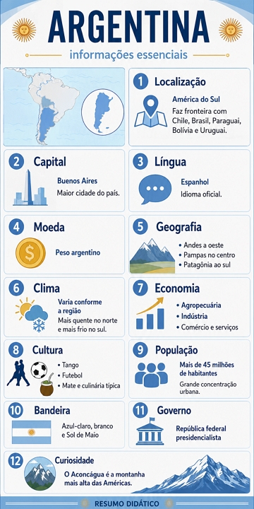 Infográfico didático sobre a Argentina Infográfico didático sobre a Argentina