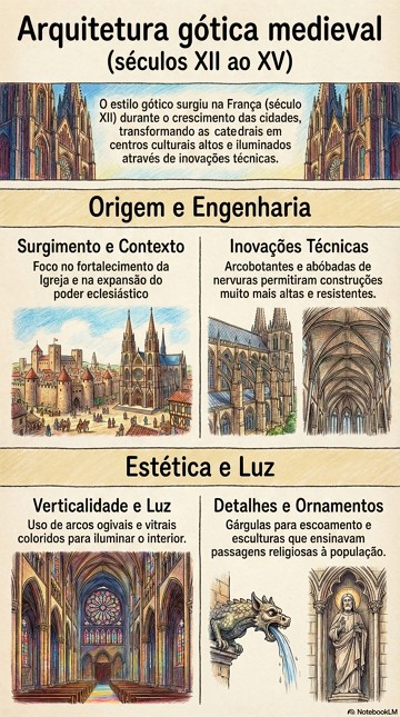 Infográfico de História sobre a arquitetura gótica medieval Infográfico de História sobre a arquitetura gótica medieval