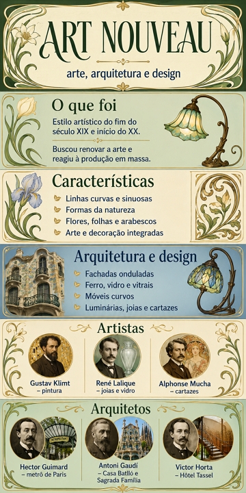 Infográfico didático sobre Art Nouveau Infográfico didático sobre Art Nouveau