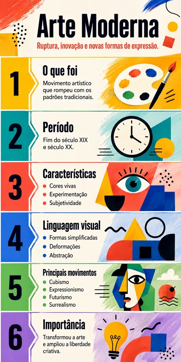 Infográfico com síntese sobre a Arte Moderna Infográfico com síntese sobre a Arte Moderna