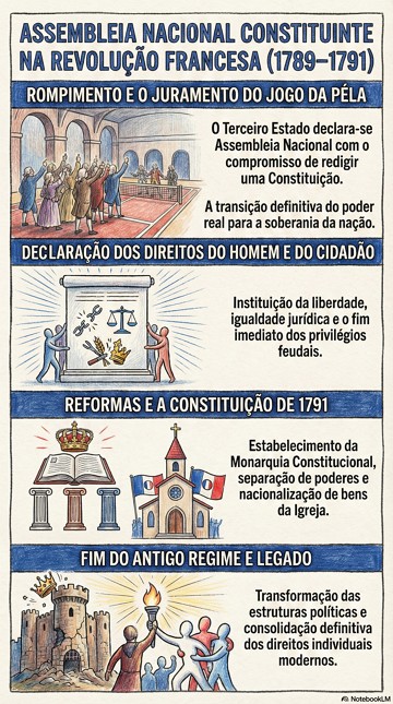 Assembleia Nacional Constituinte na Revolução Francesa (1789–1791) Infográfico com síntese da Assembleia Nacional Constituinte na Revolução Francesa (1789–1791)