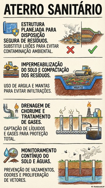Infográfico com resumo sobre aterro sanitário Infográfico com resumo sobre aterro sanitário