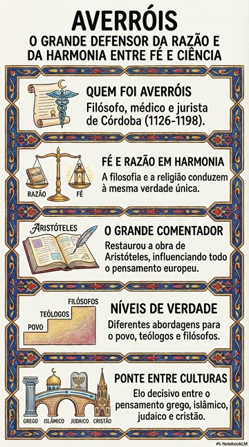 Infográfico com síntese sobre Averróis e sua filosofia Infográfico com síntese sobre Averróis e sua filosofia