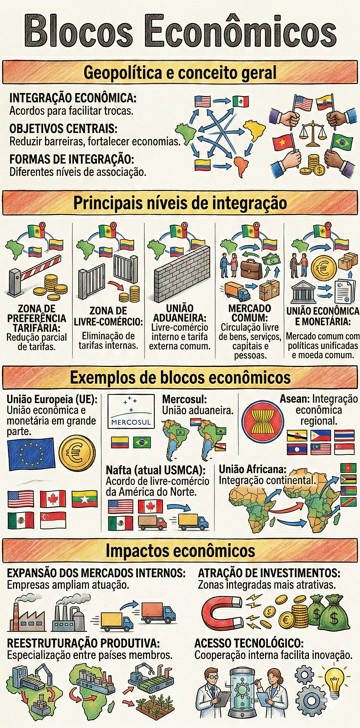 Blocos econômicos Infográfico sobre blocos econômicos