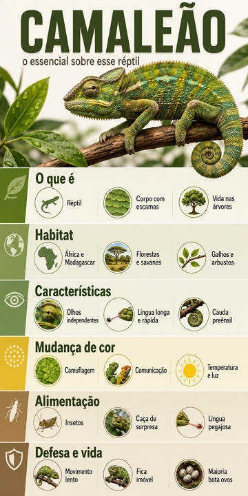 Infográfico sobre o Camaleão Infográfico sobre o Camaleão