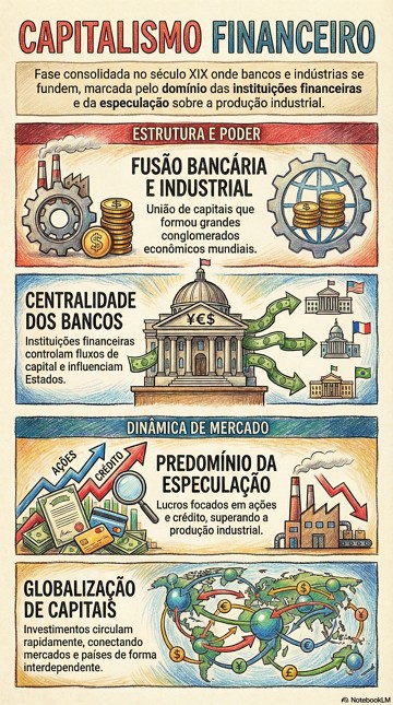 Infográfico com as características principais do capitalismo financeiro Infográfico com as características principais do capitalismo financeiro