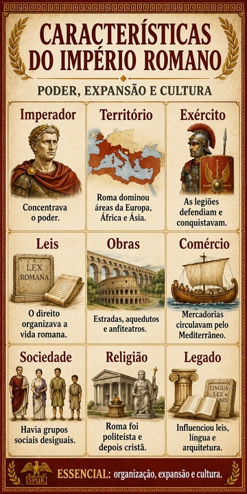 Infográfico sobre as principais características do Império Romano Infográfico sobre as principais características do Império Romano