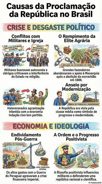 Infográfico sobre as causas da Proclamação da República no Brasil Infográfico sobre as causas da Proclamação da República no Brasil