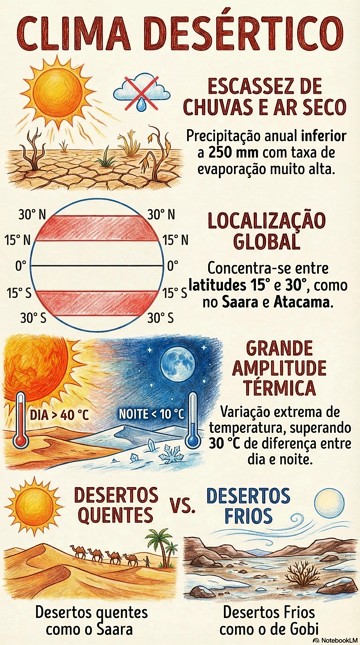 Clima desértico Infográfico com as características do clima desértico