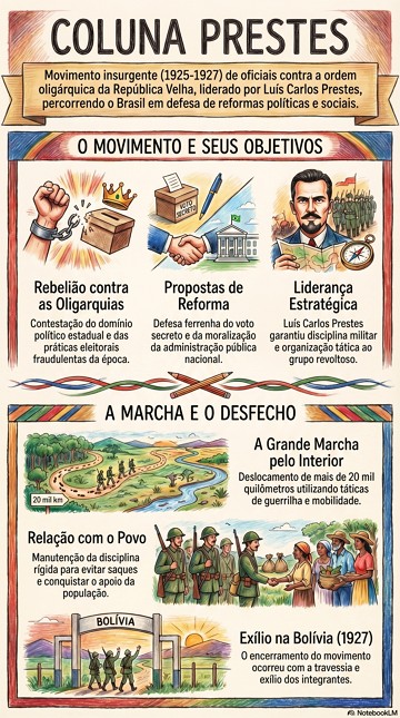 Infográfico com síntese sobre a Coluna Prestes Infográfico com síntese sobre a Coluna Prestes