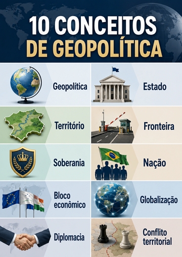 Infogr&aacute;fico com 10 conceitos de geopolitica