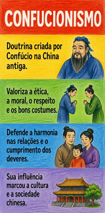 Infográfico didático e resumido sobre o Confucionismo Infográfico didático e resumido sobre o Confucionismo