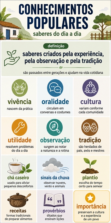 Infográfico sobre conhecimentos populares Infográfico sobre conhecimentos populares