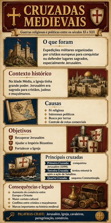 Infográfico com síntese sobre as Cruzadas Infográfico com síntese sobre as Cruzadas