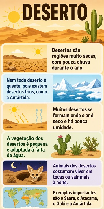 Infográfico sobre deserto e suas características Infográfico sobre deserto e suas características