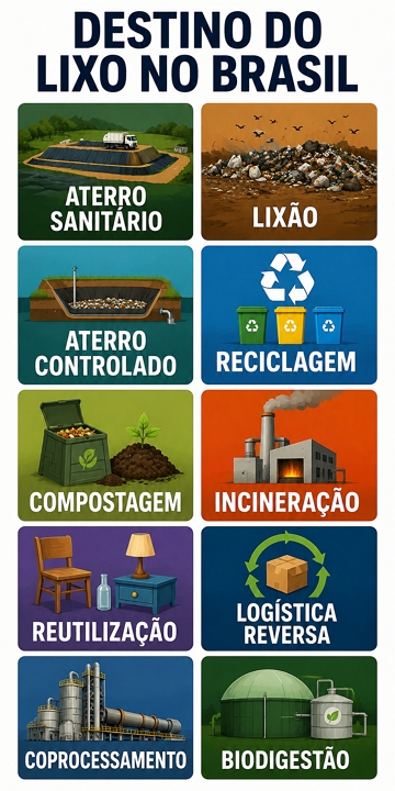 Infogr&aacute;fico mostrando os principais destinos do lixo brasileiro