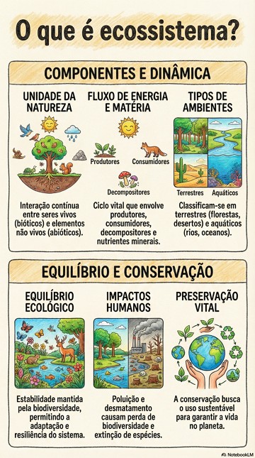 Infográfico com síntese sobre ecossistema Infográfico com síntese sobre ecossistema