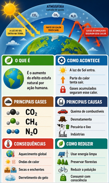 Infográfico sobre o Efeito Estufa Artificial Infográfico sobre o Efeito Estufa Artificial