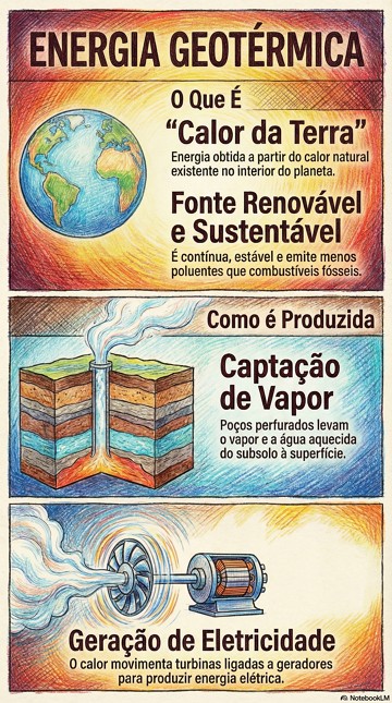 Infografico com as principais características da energia geotérmica Infografico com as principais características da energia geotérmica