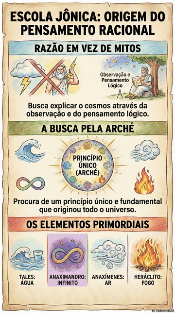 Escola Jônica de Filosofia Infográfico sobre a Escola Jônica de Filosofia