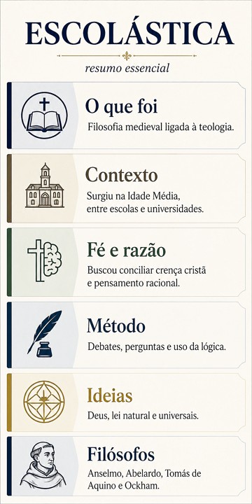 Infográfico com resumo sobre a Escolástica Infográfico com resumo sobre a Escolástica