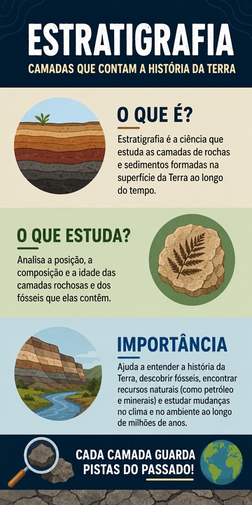Infogr&aacute;fico did&aacute;tico e resumido sobre Estratigrafia