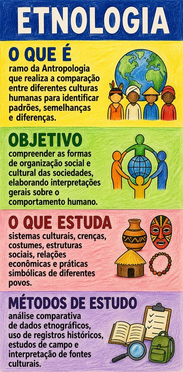 Infográfico com resumo sobre Etnologia Infográfico com resumo sobre Etnologia