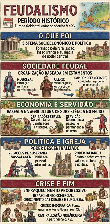Feudalismo Infografico com resumo sobre o Feudalismo