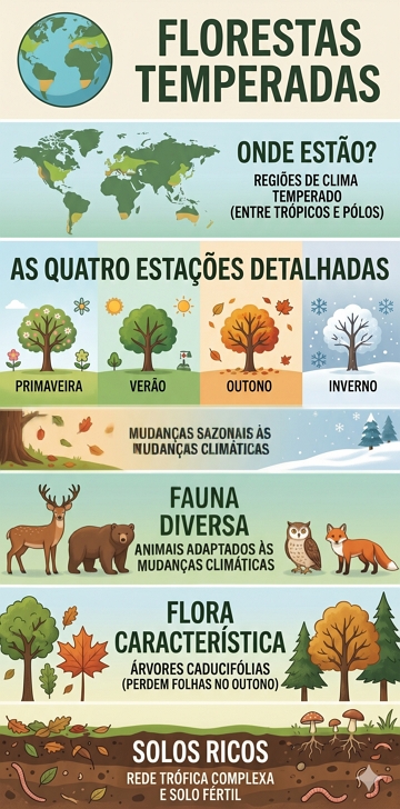 Infográfico sobre as florestas temperadas Infográfico sobre as florestas temperadas