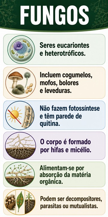Infográfico didático e resumido sobre fungos Infográfico didático e resumido sobre fungos