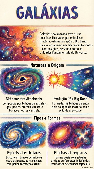 Infográfico didático sobre as galáxias Infográfico didático sobre as galáxias