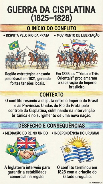 Infográfico sobre a Guerra da Cisplatina Infográfico com resumo sobre a Guerra da Cisplatina