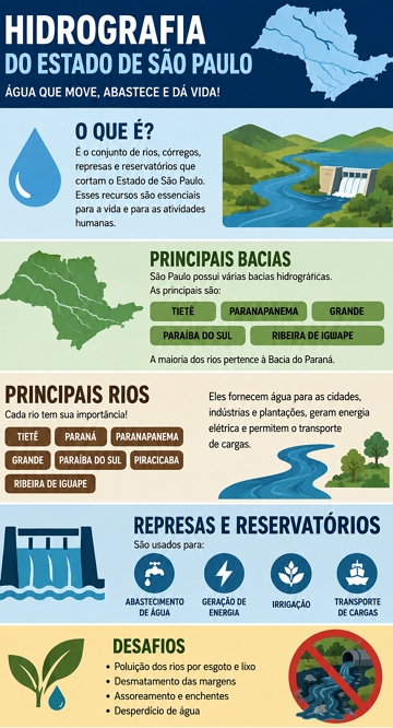 Infográfico sobre a Hidrografia do estado de São Paulo Infográfico sobre a Hidrografia do estado de São Paulo