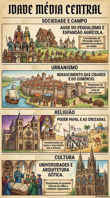 Síntese sobre a Idade Média Central Infográfico com síntese sobre a Idade Média Central