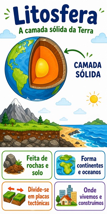 Infográfico com síntese sobre a litosfera Infográfico com síntese sobre a litosfera