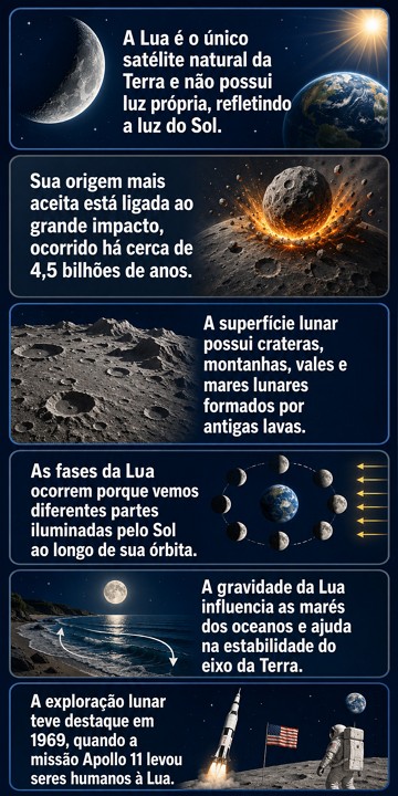 Infográfico resumido sobre a Lua Infográfico resumido sobre a Lua