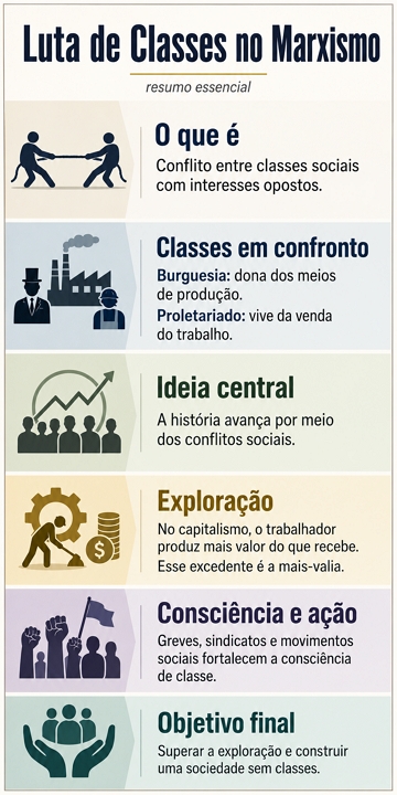 Infográfico didático e resumido para entender o conceito de luta de classes no marxismo Infográfico didático e resumido para entender o conceito de luta de classes no marxismo
